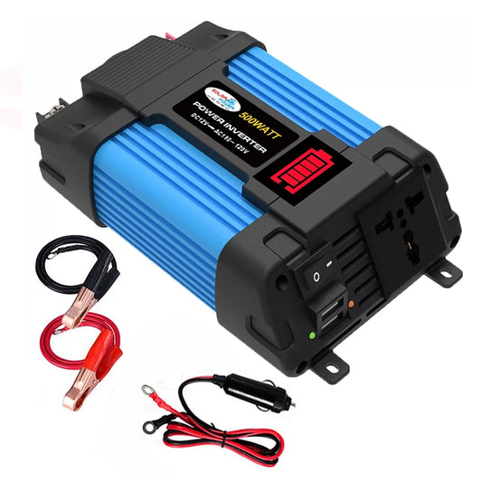 Arealer 500W Power Inverter DC to AC Car Converter with Dual USB Ports 8 Safety Protection Suitable for MobilesPhonesComputersLaptop/ PumpNebulizeDrone