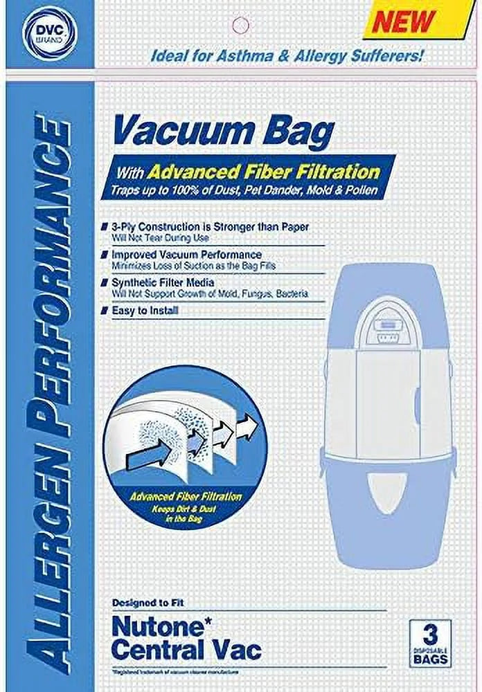 Nutone 391 HEPA Cloth Central Vacuum Bags, 6 Pack