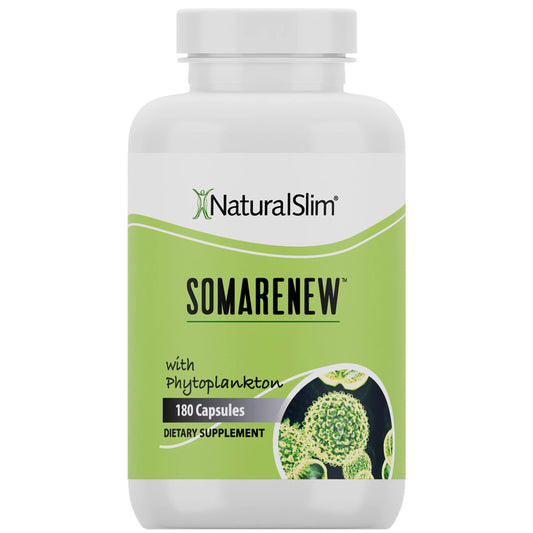 NaturalSlim Somarenew Marine Phytoplankton Supplement with Fulvic Acid, 180 Capsules