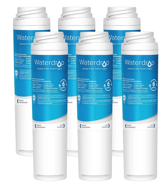 (6 Pack) Waterdrop GSWF Refrigerator Water Filter, Replacement for GE GSWF Smart Water 238C2334P001, GSWFDS, 100749-C, Kenmore 46-9914, 469914, 9914 Refrigerator Water Filter
