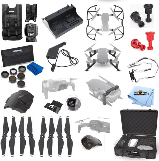 DJI Mavic Air Extreme Accessory Bundle for ALL Occasions with Waterproof Case, Drone Vest, Propellers, Prop Guards, Filter Kit, Car Charger and More