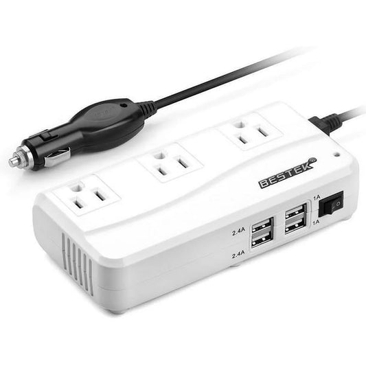 BESTEK-200W Power Inverter DC 12V to 110V AC Inverter with 4.2A 4-Port USB Car Adapter ETL Listed