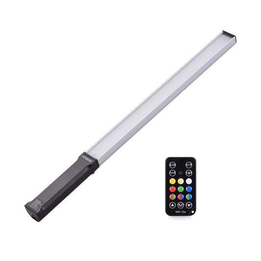 Andoer Portable RGB Handheld Video Wand 10W 9 Colors CRI95+ 3200K-5600K 0-100% 12-level Dimmable 7 Effects Universal 14-inch Interface with Remote Control Built-in 2600mAh Battery